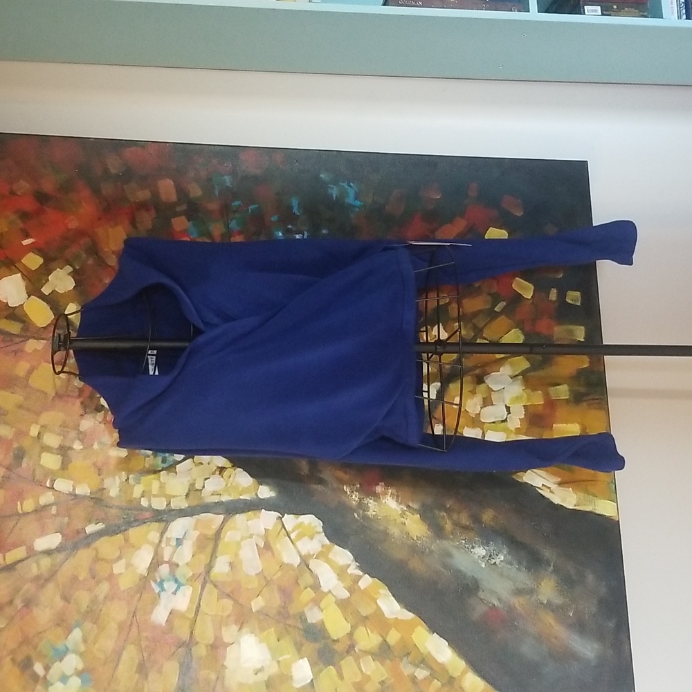Royal blue wrap blouse